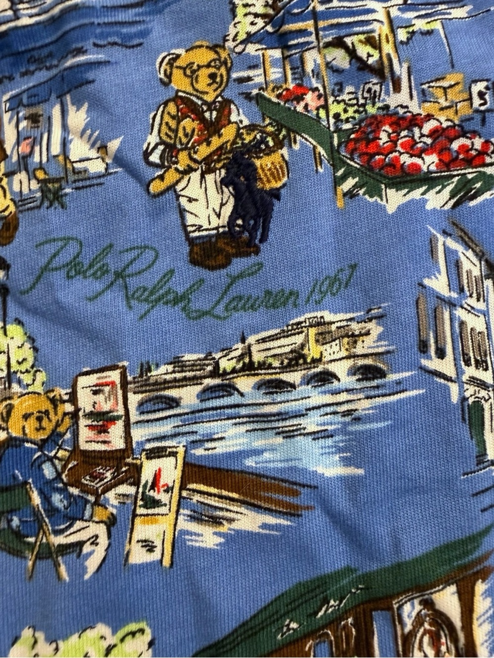 Ralph Lauren Polo Bear Paris Graphic T-Shirt Toddler 24M Blue Cotton NWT - Picture 3 of 8